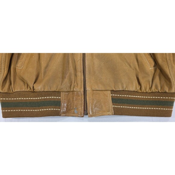 Vtg Guess Georges Marciano Bomber Jacket Leather Distressed Brown 80s 90s Men L - Picture 6 of 16